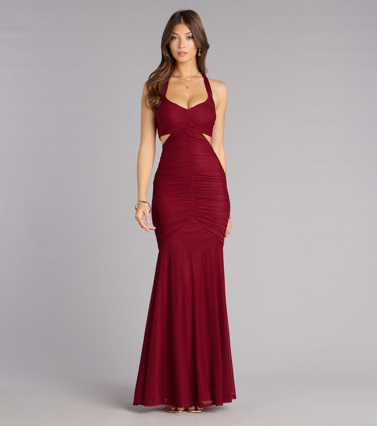 Giana Ruched Mesh Mermaid Dress