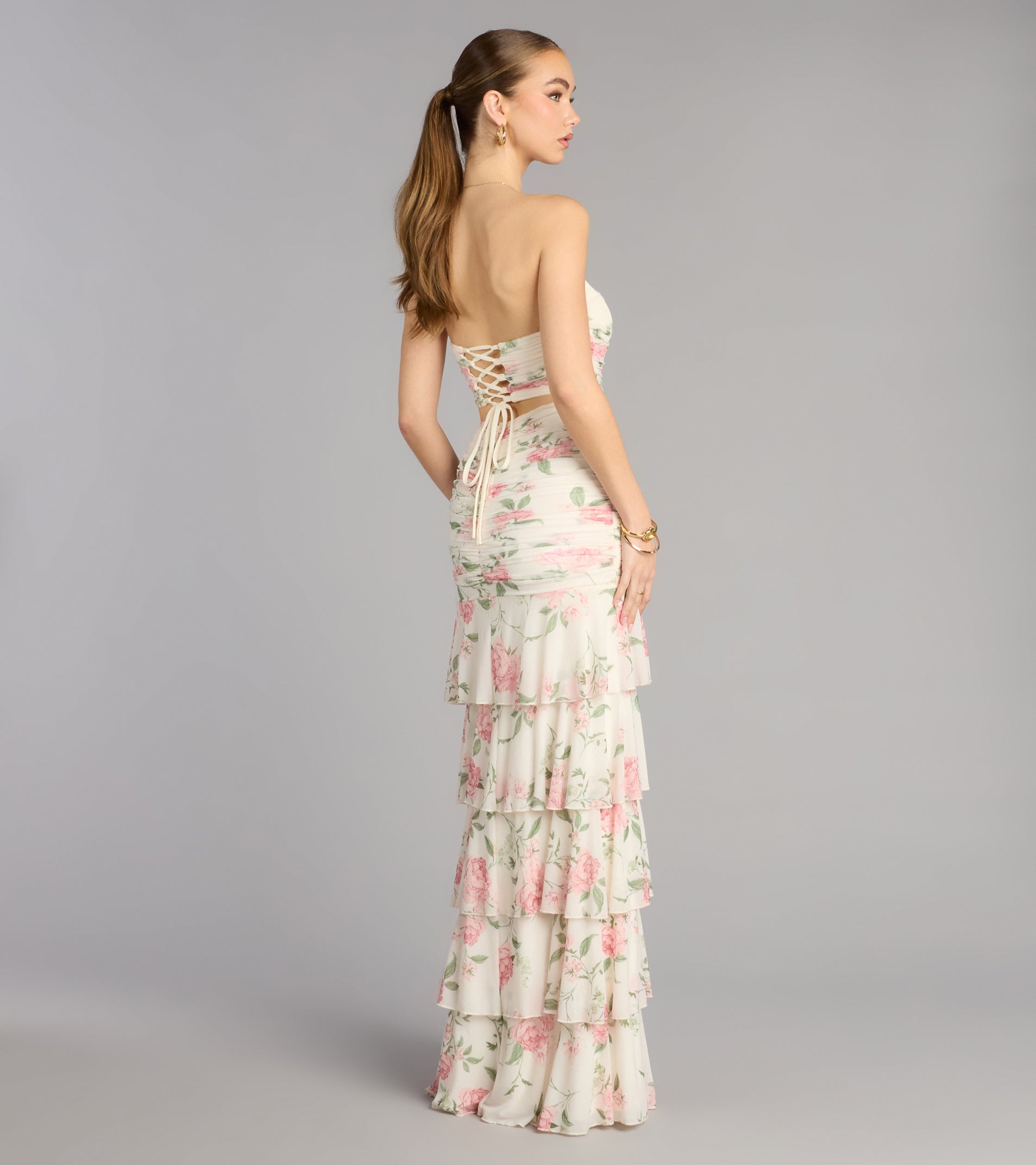 Hadley Floral A-Line Slit Formal Dress