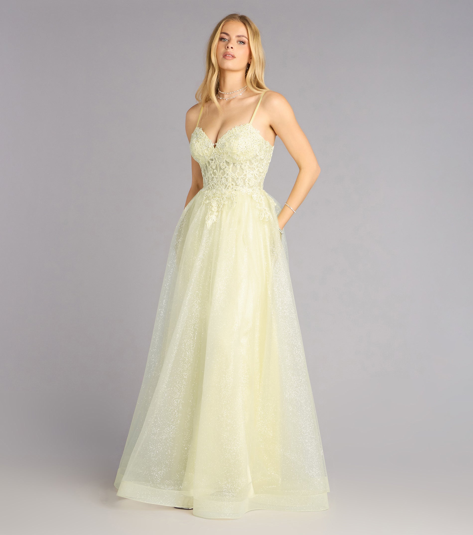 Lexi Glitter Corset A-Line Ball Gown