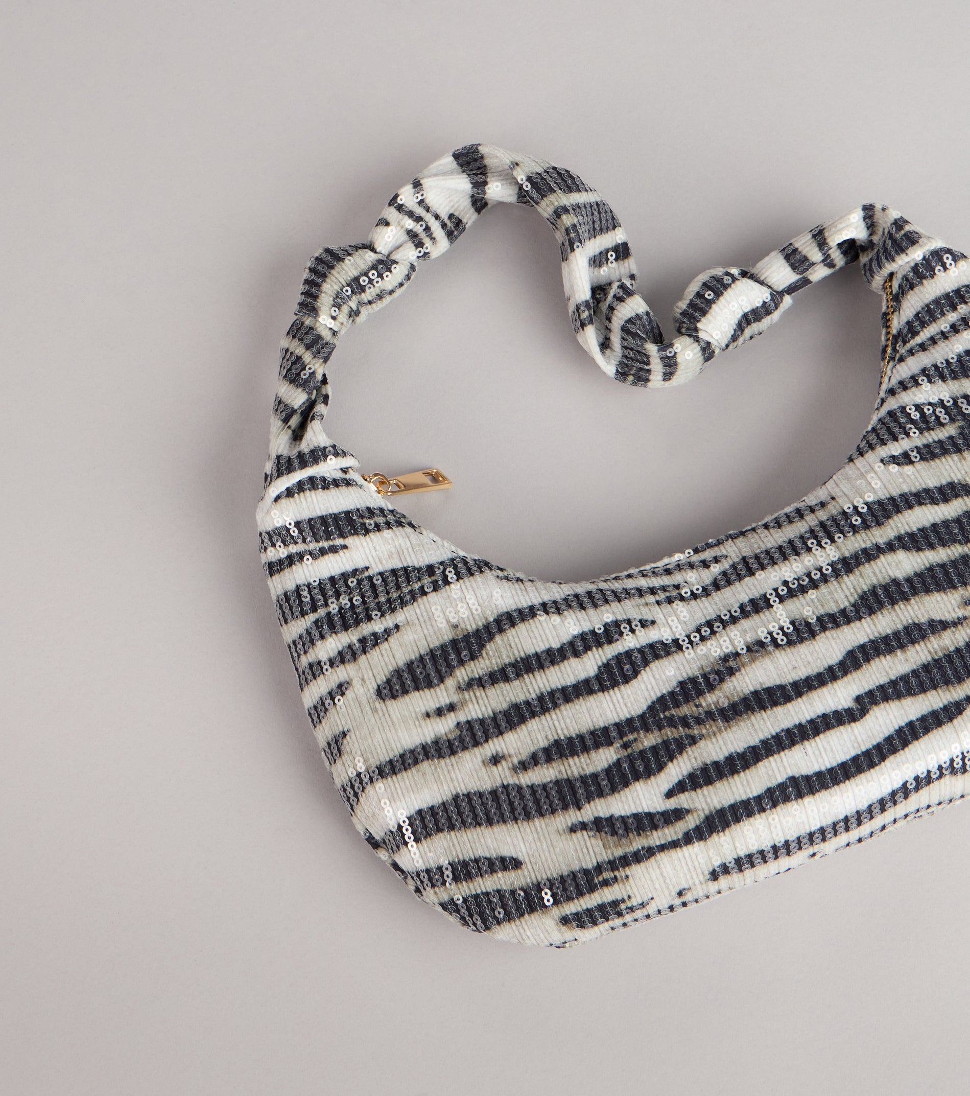 Lowkey Bold Zebra Sequin Shoulder Bag