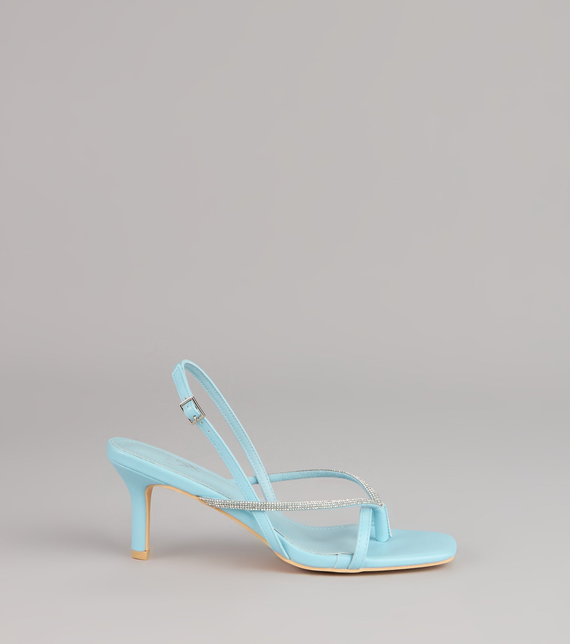 Icy Plans Rhinestone Thong Slingback Heels