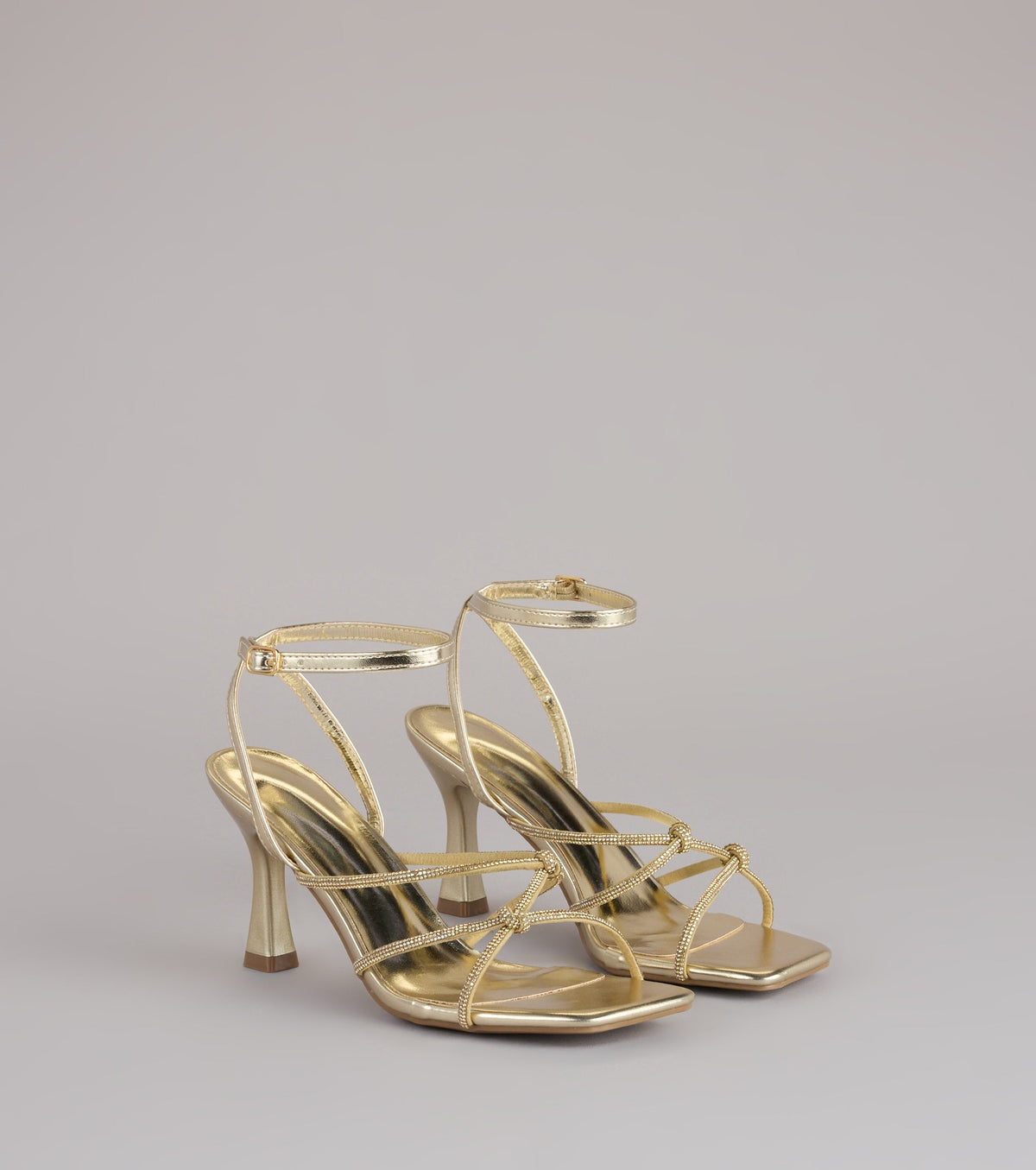 RSVP Ready Rhinestone Knot Strappy Heels